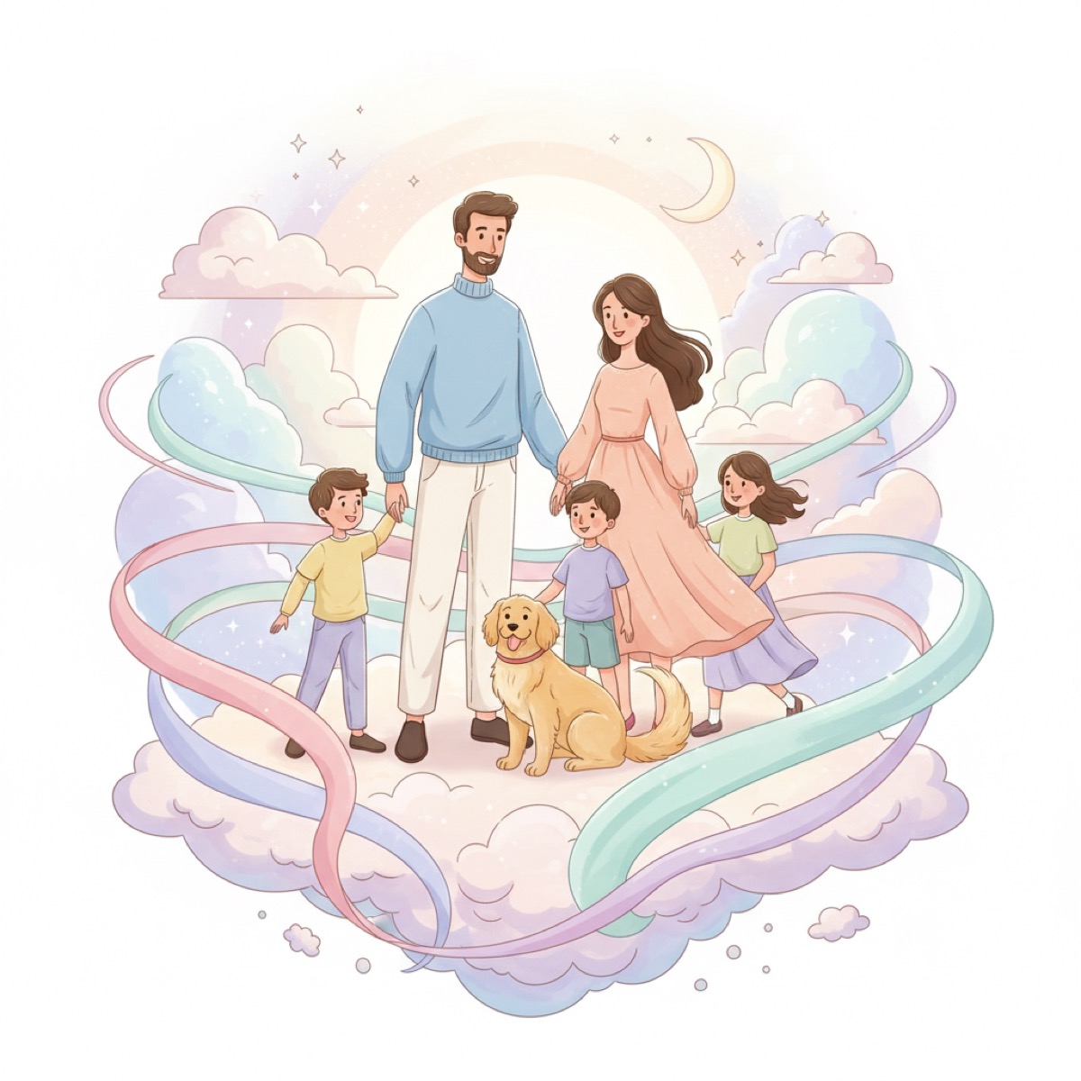 Portraits de Famille en Cartoon Personnalisés (Style Moderne)